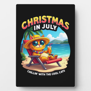 Meowy Xmas Summer Christmas In July Chillin Cool C Plaque