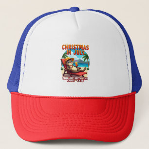 Meowy Xmas Summer Christmas In July Chillin Cool C Trucker Hat