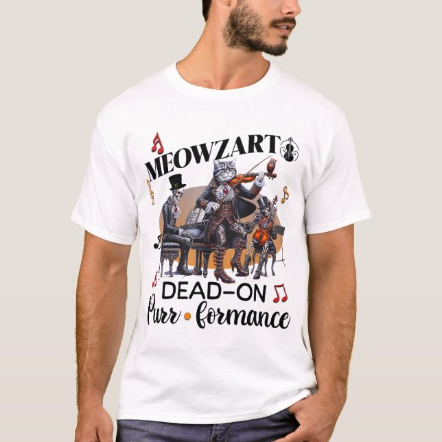 Meowzart: Cat Skeleton Orchestra T-Shirt (Front)