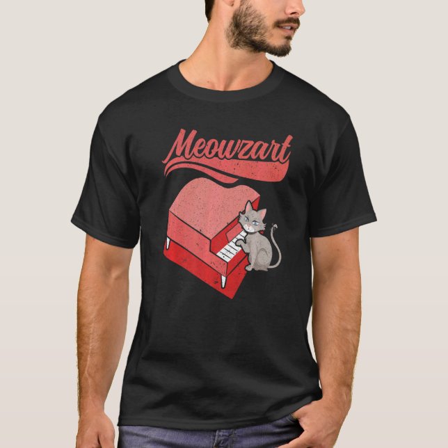 Meowzart Musical Instrument Musician Pianist Cat P T-Shirt (Front)