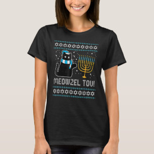 Meowzel Tov Black Cat Hanukkah Chanukah Men Women T-Shirt