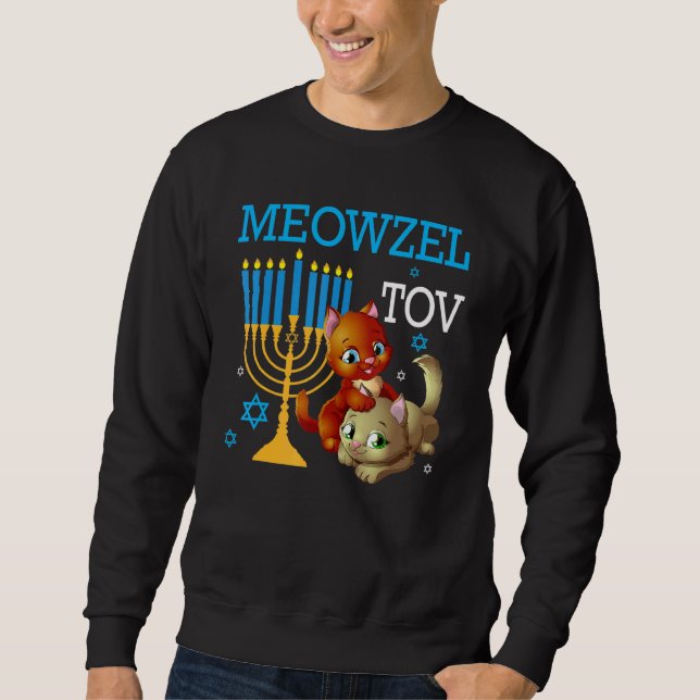 Meowzel Tov Chanukah Jewish Cat  Hanukkah Jewish Sweatshirt (Front)