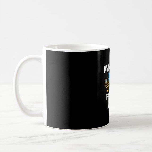 Meowzel Tov Chanukah Jewish Cat Owner Ugly Coffee Mug (Left)