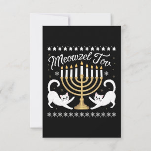 Meowzel Tov Funny Chanukah Hanukkah Ugly Sweater Thank You Card