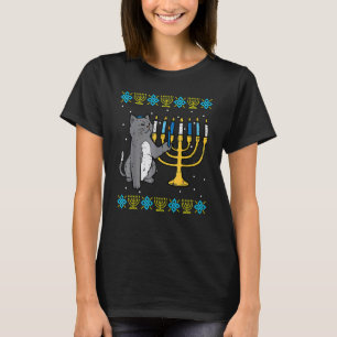 Meowzel Tov Jewish Cat  Ugly Hanukkah Sweater Chan