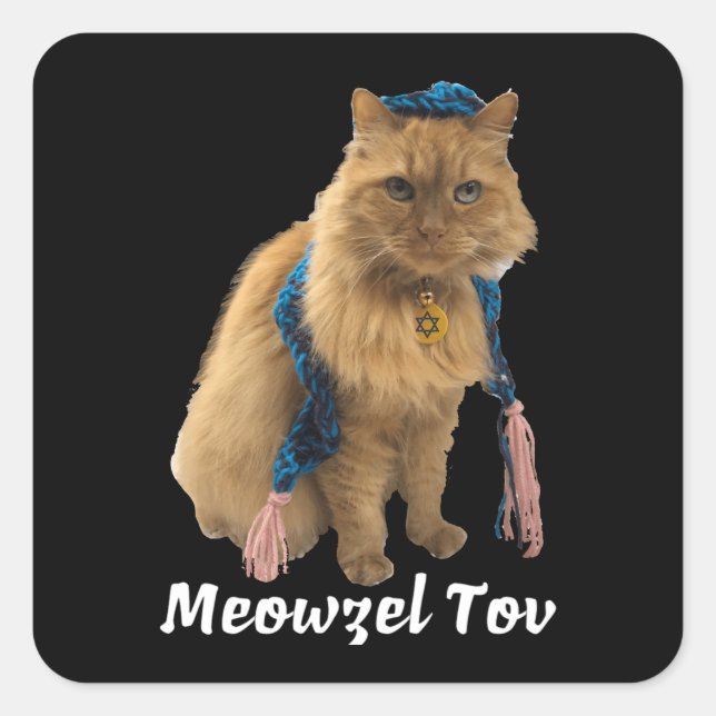 Meowzel Tov Mazel Tov Jewish Cat stickers (Front)