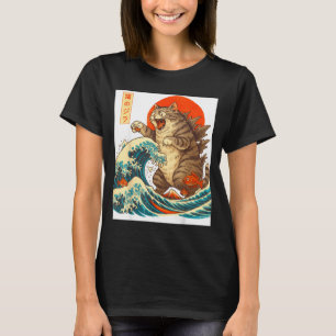 Meowzilla Catzilla Cat Japanese Art Funny For Men  T-Shirt