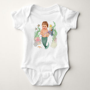 Mer Boy with Net Baby Bodysuit