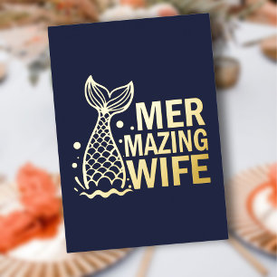 Mer-mazing Wife Anniversary Navy Blue Gold