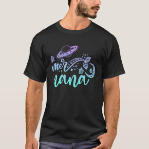 Mer nana Nana Grandma Mermaid Ocean Fish Tail Deep T-Shirt