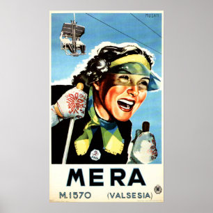 MERA VAL SESIA Italy Holidays Travel Vintage Ski Poster
