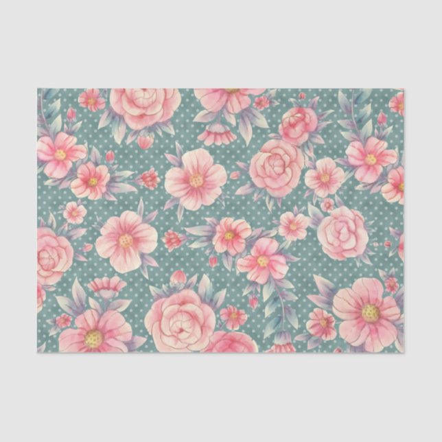 Meraki Pink Floral Series Design 15 Tissue Paper (Front)