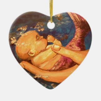 Merbaby at Night Ceramic Tree Decoration