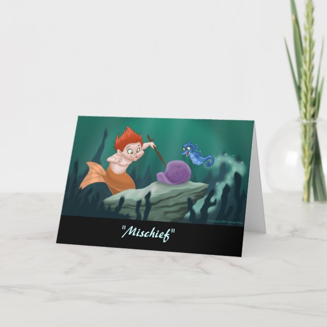 Merboy "Mischief" Greeting Card (Blank Inside) (Front)