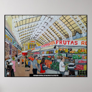 Mercado Central de Valencia Painting by Alfred Fox Poster