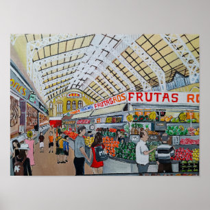 Mercado Central de Valencia Painting by Alfred Fox Poster