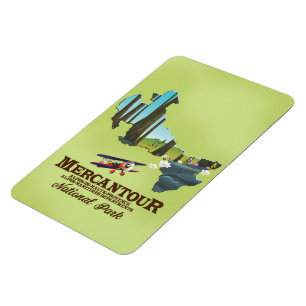 mercantour national park France travel poster map. Magnet
