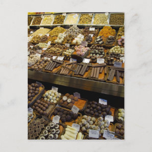 Mercat de Sant Josep, assorted chocolate candy Postcard
