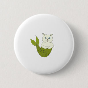 Mercat Purrmaid Merman Fish Cat 6 Cm Round Badge