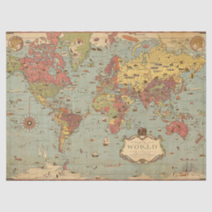 Mercator Map of the World  Tissue Paper