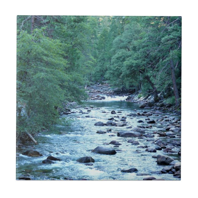 Merced River by Happy Isles, Yosemite, CA Ceramic Tile (Front)