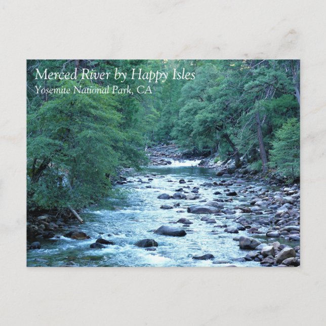 Merced River by Happy Isles, Yosemite, CA Postcard (Front)