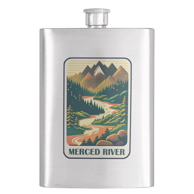 Merced River California Colours Hip Flask (Front)