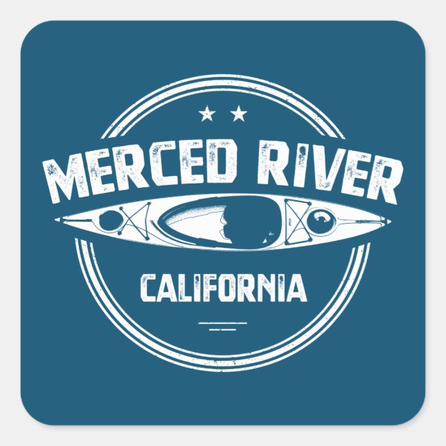 Merced River California Kayaking Square Sticker (Front)