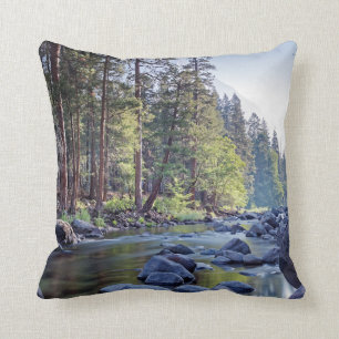 Merced River Yosemite National Park at Sunrise Cushion