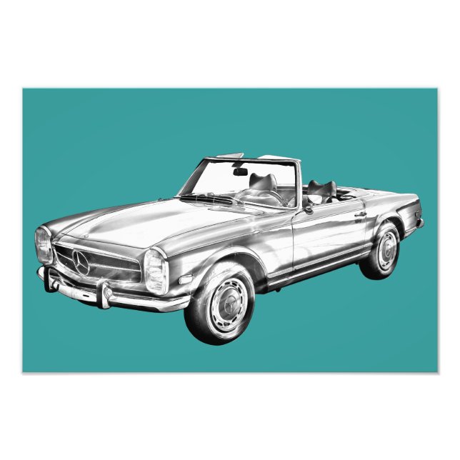 Mercedes Benz 280 SL Convertible Illustration Photo Print (Front)