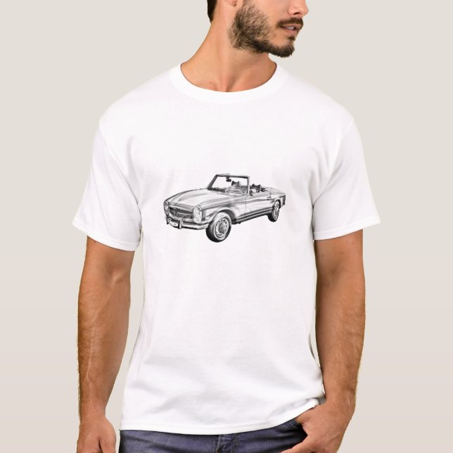 Mercedes Benz 280 SL Convertible Illustration T-Shirt (Front)