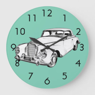 Mercedes Benz 300 Luxury Car Digital Drawing Large Clock