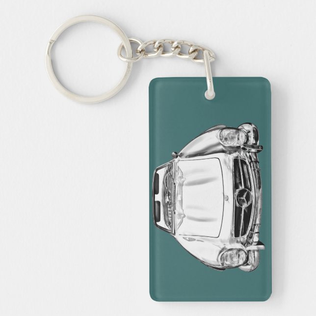 Mercedes Benz 300 SL Convertible Illustration Key Ring (Front)