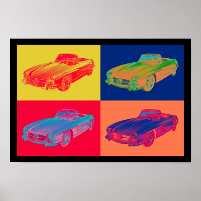 Mercedes Benz 300 SL Convertible Pop Art Poster (Front)