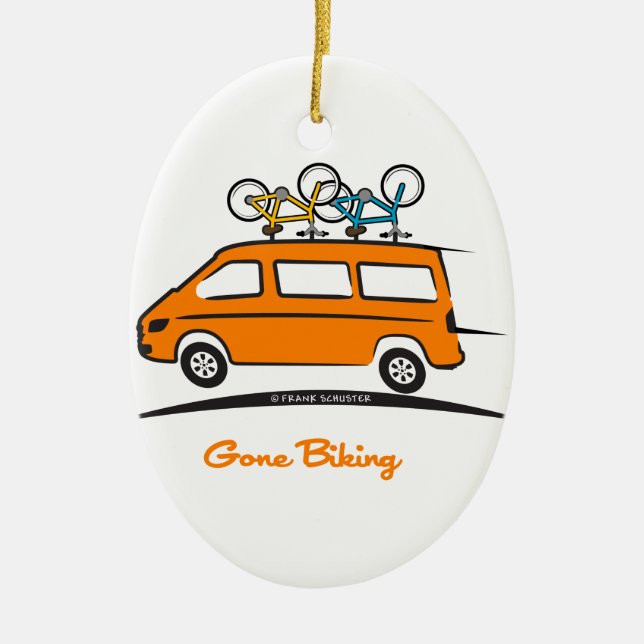 Mercedes Sprinter Gone Biking Ceramic Tree Decoration (Front)