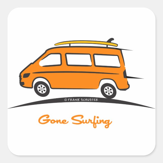 Mercedes Sprinter Gone Surfing Square Sticker (Front)