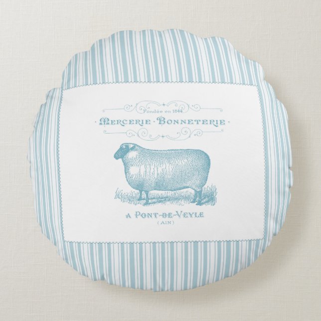 Mercerie Bonneterie Sheep Round Cushion (Front)