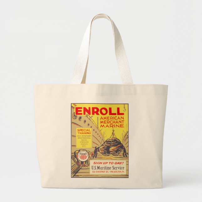 MERCHANT MARINE LARGE TOTE BAG (Front)