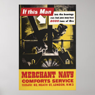 Merchant Navy Comforts Service Poster, Great Poster