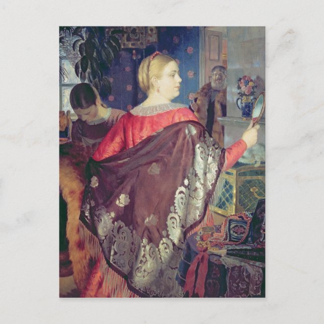 Merchant's woman with a mirror postcard (Front)