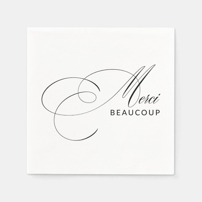 Merci Beaucoup Elegant Calligraphy Thank You Napkin (Front)