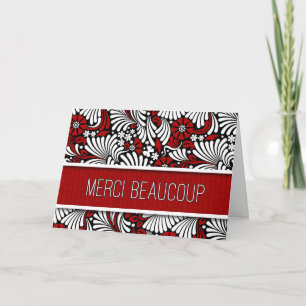 Merci Beaucoup French Thank You Red Fern Blank Card