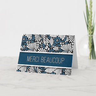 Merci Beaucoup in Blue Blank French Thank You Card