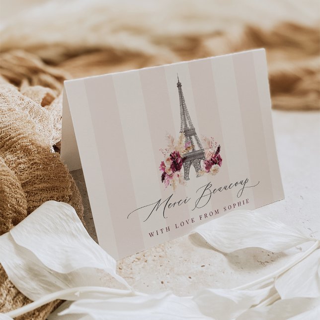 Merci Beaucoup Paris Baby Shower Thank You Card (Creator Uploaded)