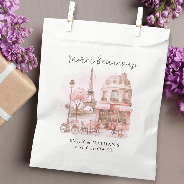 Merci Beaucoup Paris Cafe Baby Shower Thank You  Favour Bag (Creator Uploaded)