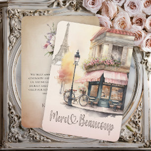 Merci Beaucoup Paris French Cafe Baby Shower Thank You Card