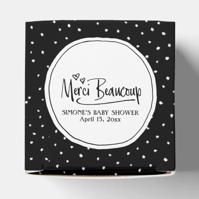 "Merci Beaucoup" Paris Personalised Baby Shower Favour Box (Top)