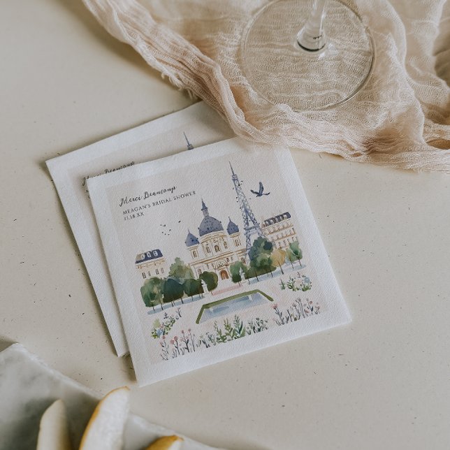 Merci Beaucoup | Parisian Watercolor Garden Napkin (Creator Uploaded)