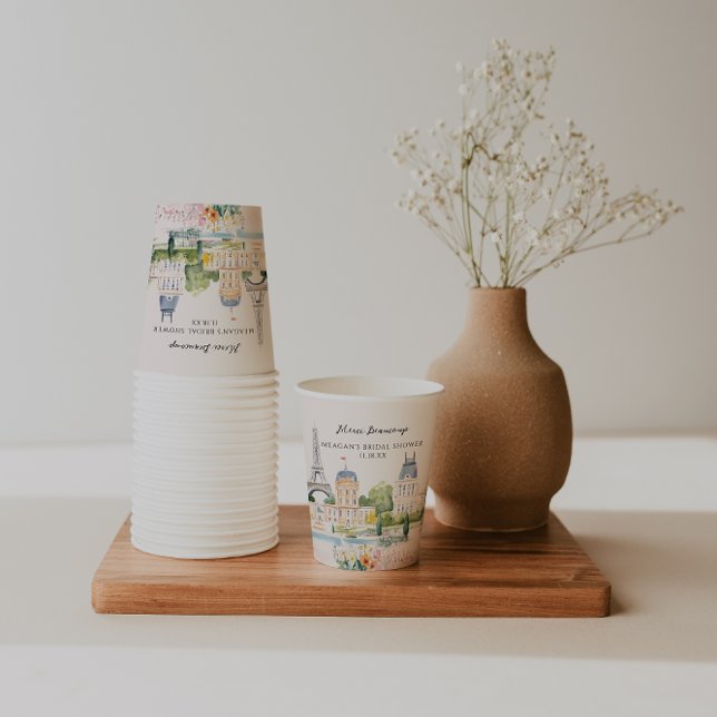 Merci Beaucoup | Parisian Watercolor Garden Paper Cups (Creator Uploaded)