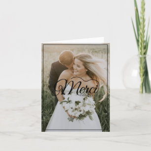 Merci Beaucoup Photo Wedding Script Thank You Card